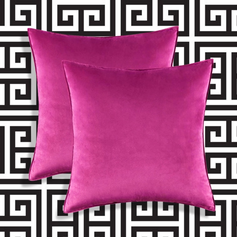 Luxury Home | Chic Fuschia Soft Velvet Flanged Edge Throw Pillow Covers